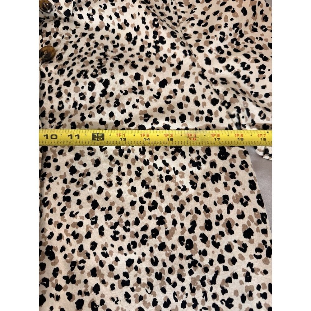 WHO WHAT WEAR XS Button Front Shift Dress Neutral Animal Print 100% Cotton NWOT - Picture 5 of 7